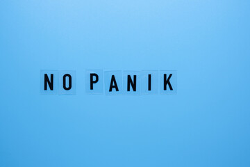 No panic inscription on a blue background.