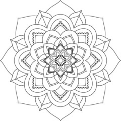 Easy Mandala coloring book simple and basic for beginners, seniors and children. Set of Mehndi flower pattern for Henna drawing and tattoo. Decoration in ethnic oriental, Indian style.