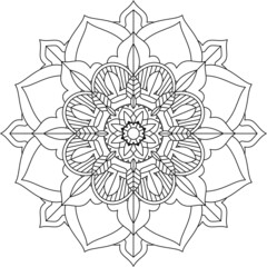 Easy Mandala coloring book simple and basic for beginners, seniors and children. Set of Mehndi flower pattern for Henna drawing and tattoo. Decoration in ethnic oriental, Indian style.