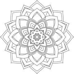 Easy Mandala coloring book simple and basic for beginners, seniors and children. Set of Mehndi flower pattern for Henna drawing and tattoo. Decoration in ethnic oriental, Indian style.