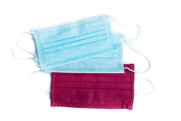 Coronavirus. One-off medical surgical mask against mask with textile virobloсk.