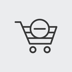 Remove from shopping cart icon isolated on background. Trolley symbol modern, simple, vector, icon for website design, mobile app, ui. Vector Illustration