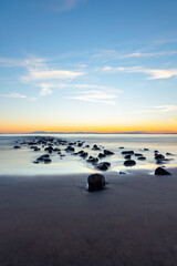 Fototapeta na wymiar Golden light beach sunset reflection, Mediterranean sea
