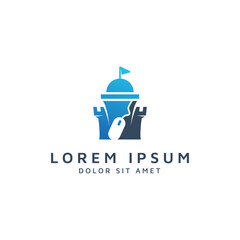 castle and mouse negative space logo design