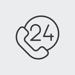 24 hours service icon isolated on background. Call center symbol modern, simple, vector, icon for website design, mobile app, ui. Vector Illustration