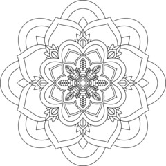 Easy Mandala coloring book simple and basic for beginners, seniors and children. Set of Mehndi flower pattern for Henna drawing and tattoo. Decoration in ethnic oriental, Indian style.