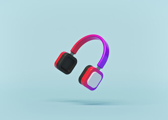 cartoon style minimal music headphone with gradient colors. 3d rendering