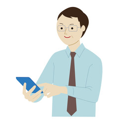 Illustration of a man using a mobile phone