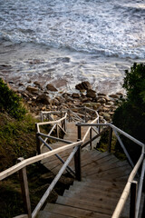 Fototapeta na wymiar Escaleras de la bajada de la playa de los locos en Suances, Cantabria