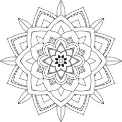 Easy Mandala coloring book simple and basic for beginners, seniors and children. Set of Mehndi flower pattern for Henna drawing and tattoo. Decoration in ethnic oriental, Indian style.