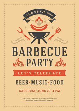 Barbecue party vector flyer or poster design template