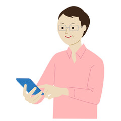 Illustration of a man using a mobile phone