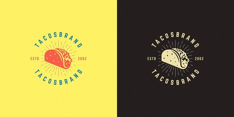 Tacos logo vector illustration taco silhouette, good for restaurant menu and cafe badge - obrazy, fototapety, plakaty