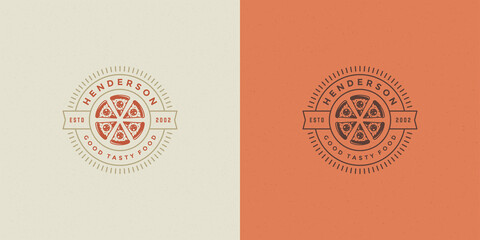 Pizzeria logo vector illustration pizza slices silhouette good for restaurant menu and cafe badge