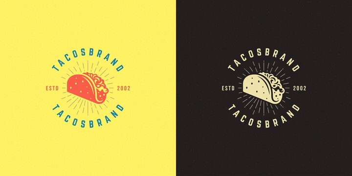 Tacos logo vector illustration taco silhouette, good for restaurant menu and cafe badge