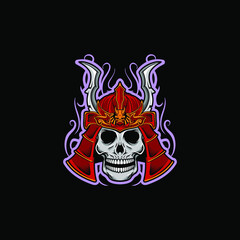 Fototapeta premium Logo team samurai skull, logo esport, game, illustration or template