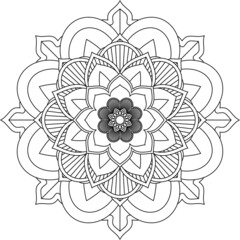 Easy Mandala coloring book simple and basic for beginners, seniors and children. Set of Mehndi flower pattern for Henna drawing and tattoo. Decoration in ethnic oriental, Indian style.