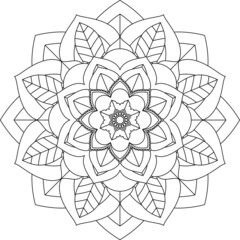 Easy Mandala coloring book simple and basic for beginners, seniors and children. Set of Mehndi flower pattern for Henna drawing and tattoo. Decoration in ethnic oriental, Indian style.