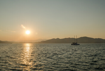 Naklejka na ściany i meble Sunset on the island of Evia, Greece 