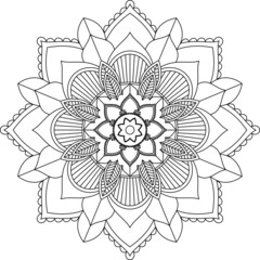 Easy Mandala coloring book simple and basic for beginners, seniors and children. Set of Mehndi flower pattern for Henna drawing and tattoo. Decoration in ethnic oriental, Indian style.