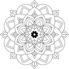 Easy Mandala coloring book simple and basic for beginners, seniors and children. Set of Mehndi flower pattern for Henna drawing and tattoo. Decoration in ethnic oriental, Indian style.