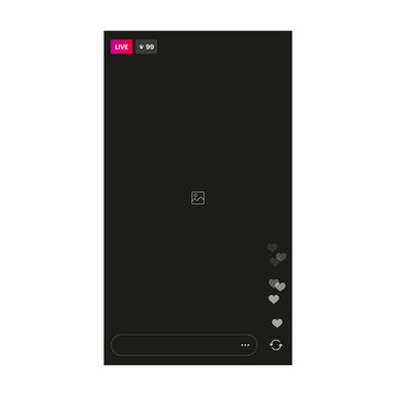 Instagram Live Interface. Stories Wireframe Clean Mockup. Social Media Mobile Interface Vector Illustration