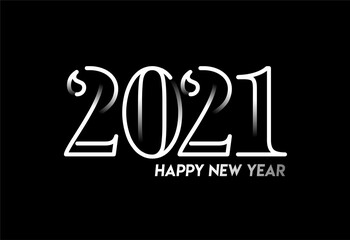 Happy New Year 2021 Text Typography Design poster, Vector illustration.