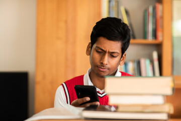 young man student learning in a room