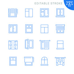 Window related icons. Editable stroke. Thin vector icon set