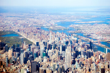 Midtown Manhattan city skyline looking northeast to Upper East Side