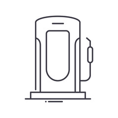 Filling station icon, linear isolated illustration, thin line vector, web design sign, outline concept symbol with editable stroke on white background.