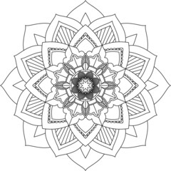 Easy Mandala coloring book simple and basic for beginners, seniors and children. Set of Mehndi flower pattern for Henna drawing and tattoo. Decoration in ethnic oriental, Indian style.