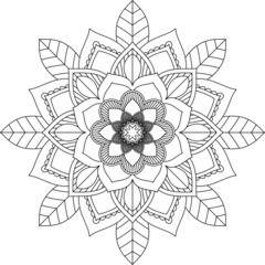 Easy Mandala coloring book simple and basic for beginners, seniors and children. Set of Mehndi flower pattern for Henna drawing and tattoo. Decoration in ethnic oriental, Indian style.