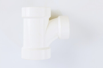 PVC connecting plastic pipes on a white background
