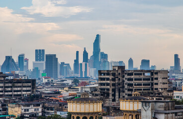 view to the cityscape of Bangkok Thailand Asia from Wat Saket