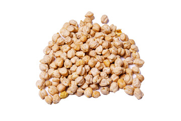 heap of dried chickpea beans Cicer arietinum isolated on white background.