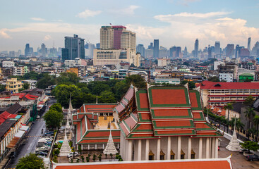 Fototapeta na wymiar view to the cityscape of Bangkok Thailand Asia from Wat Saket