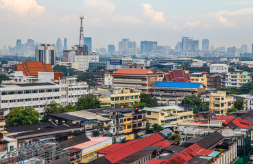view to the cityscape of Bangkok Thailand Asia from Wat Saket