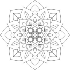 Easy Mandala coloring book simple and basic for beginners, seniors and children. Set of Mehndi flower pattern for Henna drawing and tattoo. Decoration in ethnic oriental, Indian style.