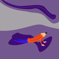 Mr Pencil is doing a push up