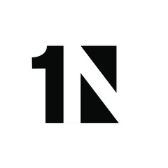 1n 1 n initial letter and number with negative space logo vector icon design isolated background