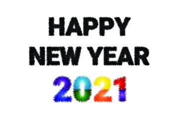 Happy new year 2021 greeting card with colorful roughen effect