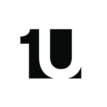 1u 1 u initial letter and number with negative space logo vector icon design isolated background