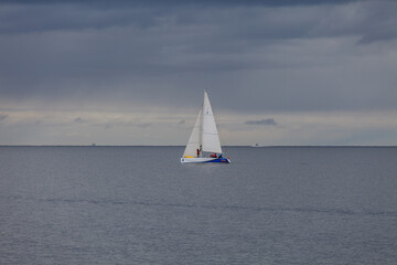 KAKUMAE, ESTONIA - MAY, 30, 2020: Cloudy spring day at the yacht port near Tallinn