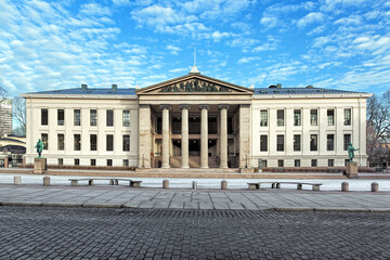Fototapeta na wymiar Domus Media, the oldest building of the University of Oslo, Norway. It was built in 1841-1851.