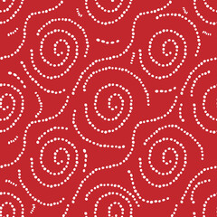 Abstract spiral dots Merry Christmas red seamless pattern background