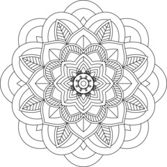 Easy Mandala coloring book simple and basic for beginners, seniors and children. Set of Mehndi flower pattern for Henna drawing and tattoo. Decoration in ethnic oriental, Indian style.