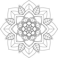 Easy Mandala coloring book simple and basic for beginners, seniors and children. Set of Mehndi flower pattern for Henna drawing and tattoo. Decoration in ethnic oriental, Indian style.