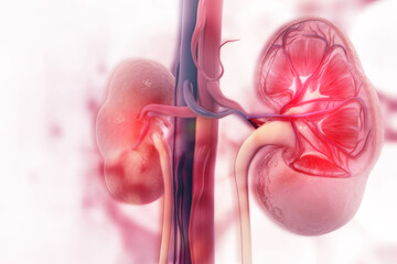 Human kidney cross section. 3d illustration
