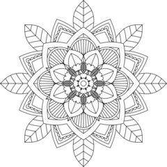 Easy Mandala coloring book simple and basic for beginners, seniors and children. Set of Mehndi flower pattern for Henna drawing and tattoo. Decoration in ethnic oriental, Indian style.
